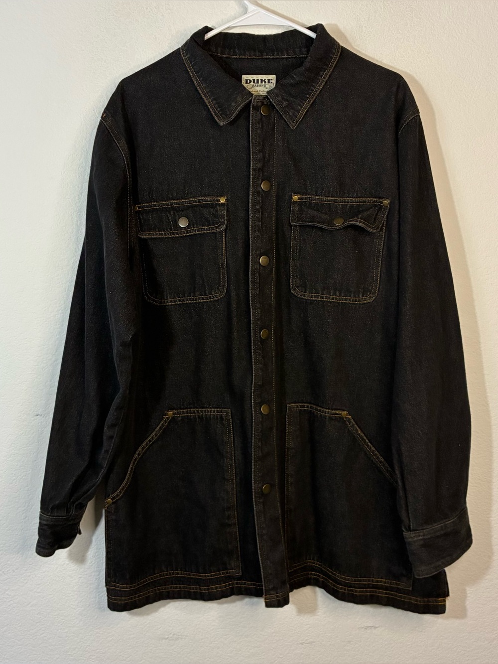 DUKE HABAND DARN DENIM BUTTON DOWN JACKET, XL